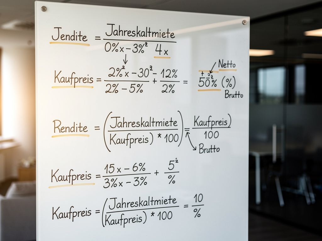 Renditeformeln auf einem Whiteboard erklärt